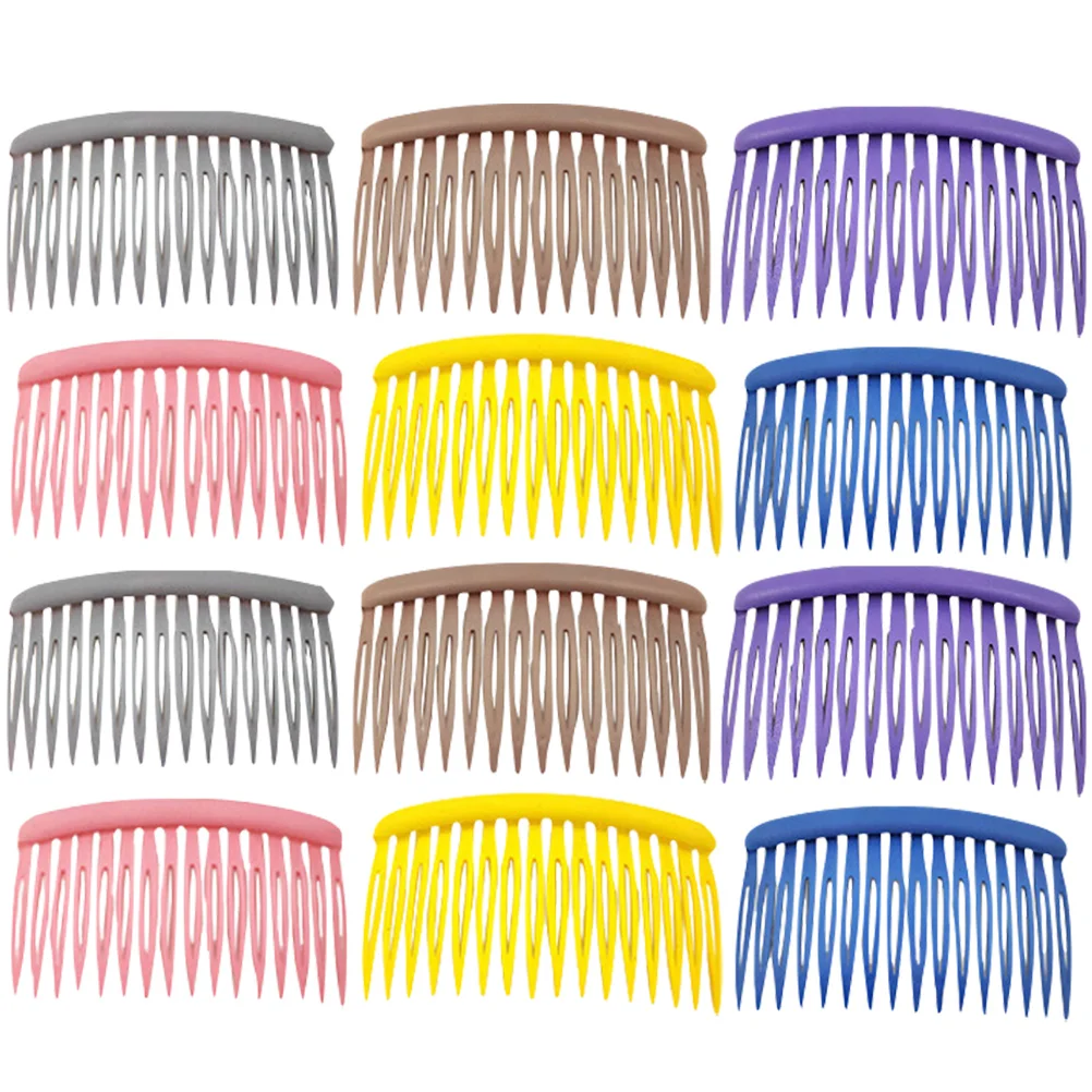 

12 Pcs Hair Plastic Scrub Comb Women's Clips Girls Kids Resin Side Haircut Combs
