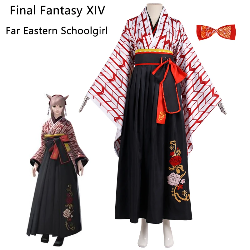 

Game Final Fantasy XIV Far Eastern Schoolgirl Cosplay Costumes Kimono Uniform Outfits Halloween Carnival Suit For Women Girls