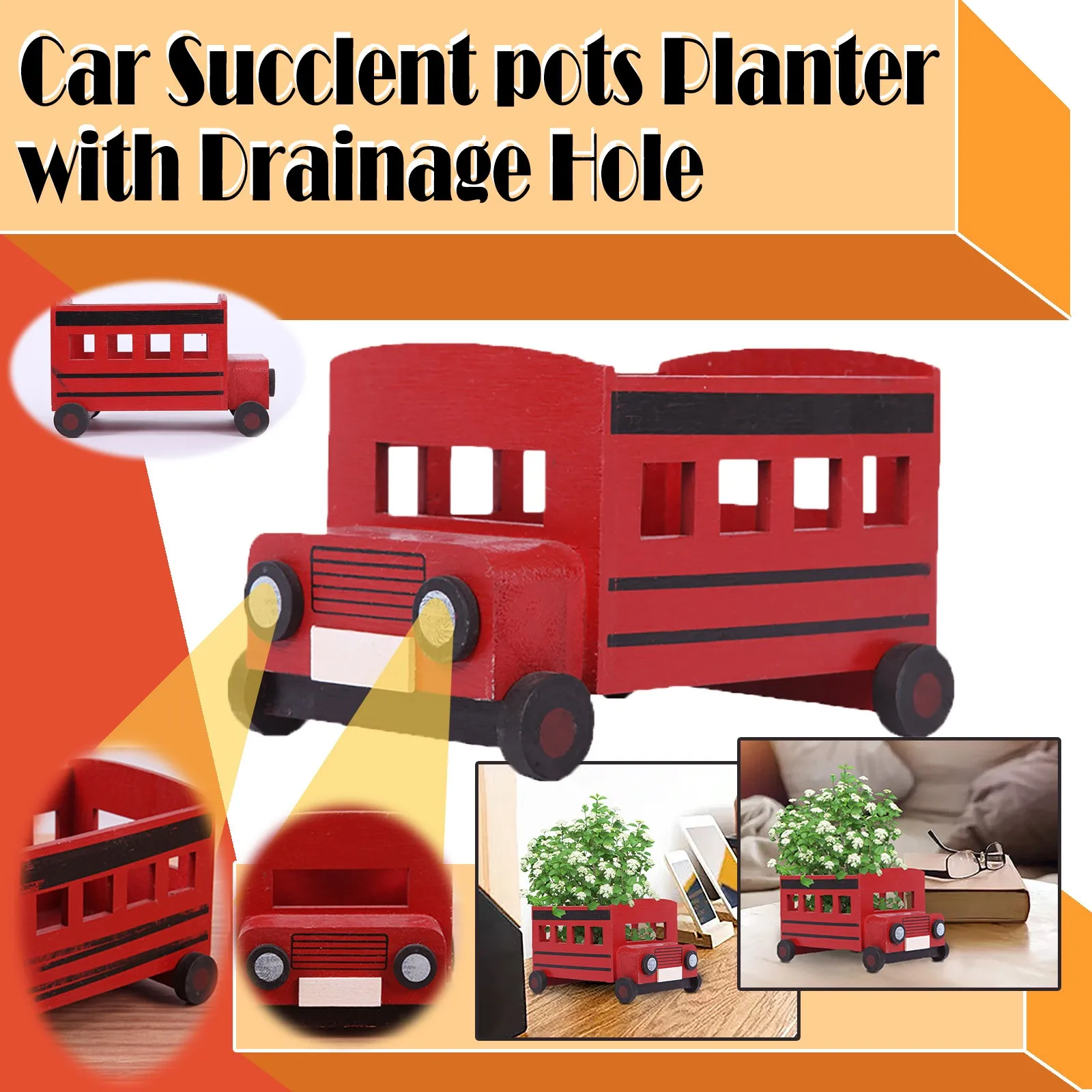 

Whimsical Style Planter Garden Truck Pickup Retro Pot Truck Decoration Flower Patio Lawn & Garden