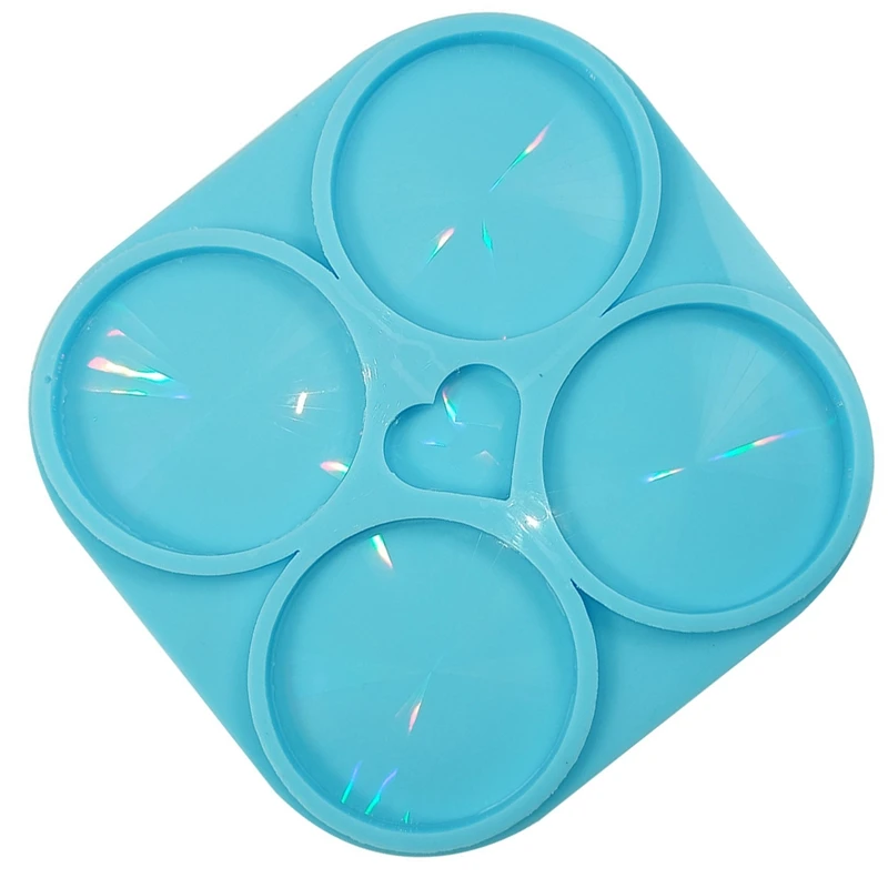 

Holographic Light And Shadow Cup Pad Mat Crystal Epoxy Resin Mold Heart Silicone Mould DIY Craft Casting Tool