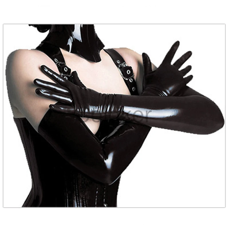 

Women Fashion Faux Leather Bright Leather Long Gloves Sexy Tight Erotic Gloves Nightclub Prom Queen Seduction Cosplay Accessory