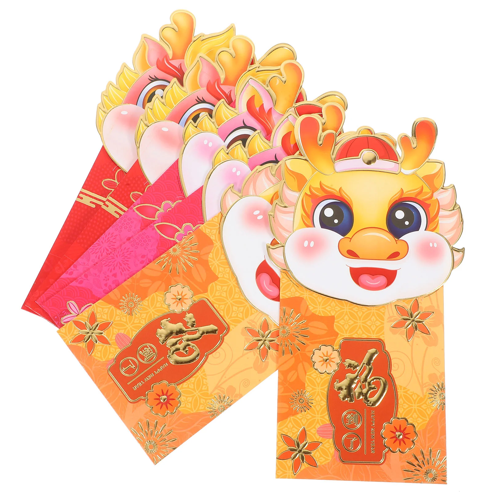 

6 Pcs New Year Red Envelope Festival 2024 Luck Money Bag Lunar Calendar Dragon Gift Paper Envelopes