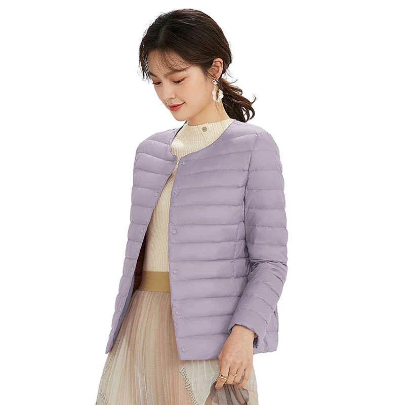 Осенне-зимнее женское сверхлегкое пуховое пальто пуховые куртки без воротника
