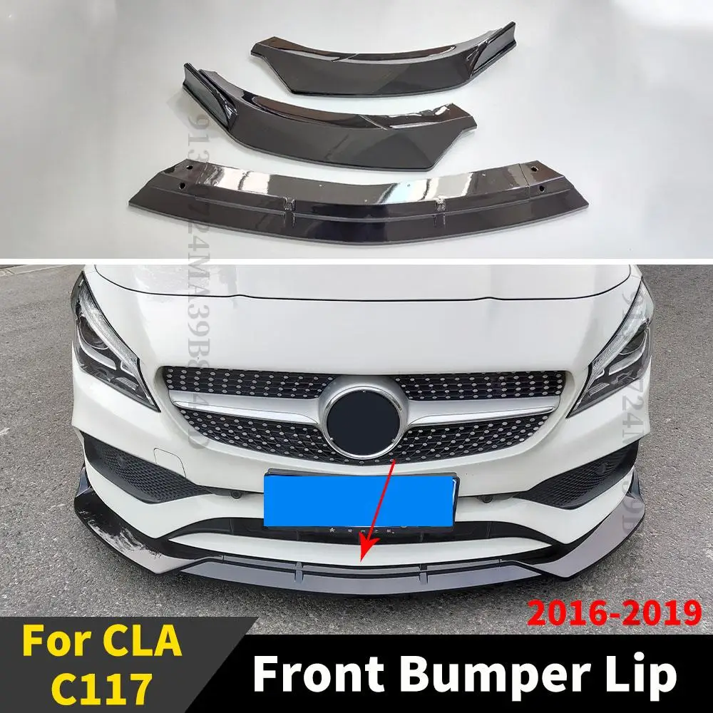Front Bumper Lip Chin For Mercedes Benz CLA C117 W117 200 220 260 180 Guard Decoration Tuning Splitter Trim 2016 2017 2018 2019