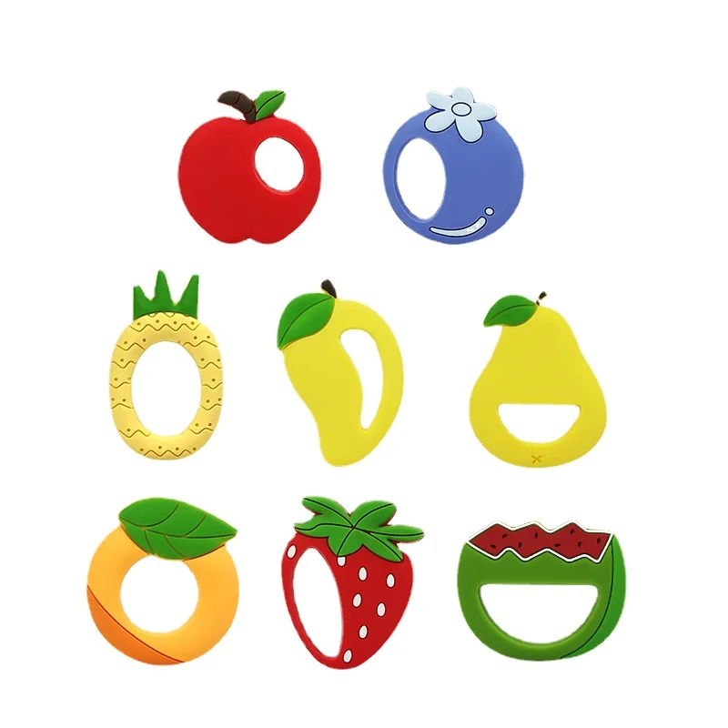 

1Pcs Cartoon Fruit Series Silicone Teether Cute Food Grade Safety Pendant DIY Pacifier Chain Accessories Baby Molar Toys
