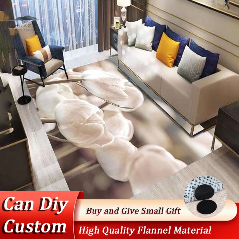 

Floral Carpet Natural Landscape Pattern Design Printed Large Rug Flannel Material Sofa Bedroom Living Room Art Decor Floor Mats