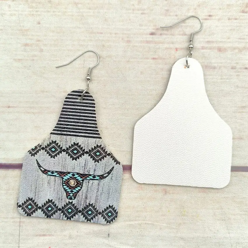 Женские серьги из искусственной кожи Винтажные натуральной с принтом головы