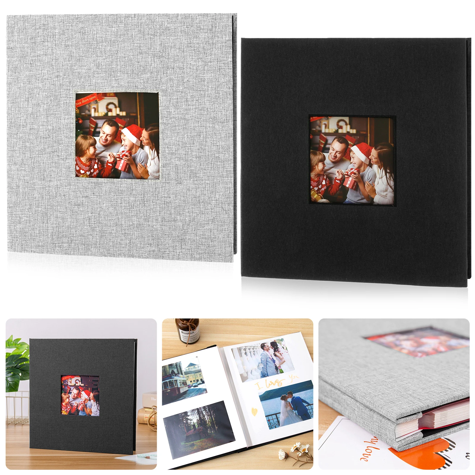 

Photo Album 40 Pages Self Adhesive Photo Album with Pen and Scraper DIY Pictures Scrapbook Album Linen Cover Pictures Album DIY