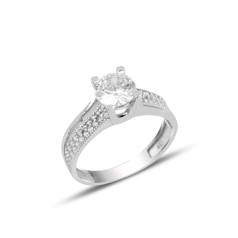 

Серебряное бриллиантовое обручальное кольцо с фианитом
