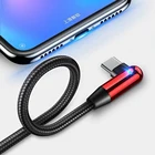 Кабель USB Type-C, 90 градусов, 3 А, шнур для быстрой зарядки и передачи данных для Xiaomi Redmi, Samsung S10, S9, игровой кабель для быстрой зарядки, провод USB Type-C
