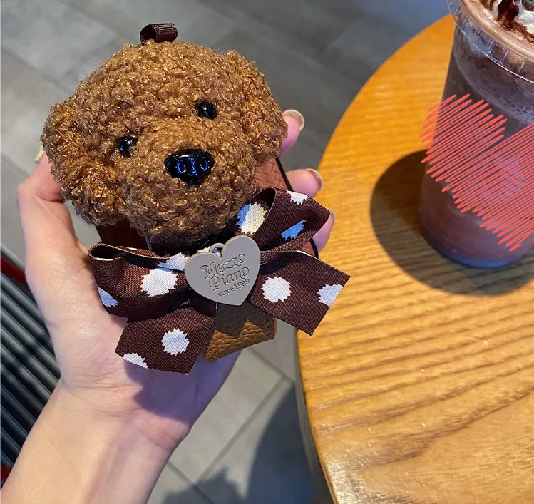 Симпатичный кожаный чехол с плюшевым ремешком на запястье для Samsung Galaxy Z Flip5 Flip4 Flip3