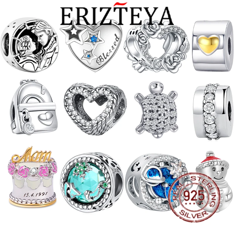 

Erizteya 925 новые 2022 циркониевые Шарм-бусины оригинальные браслеты для женщин Серебряный цвет кулон DIY ювелирные изделия в подарок для девушки м...