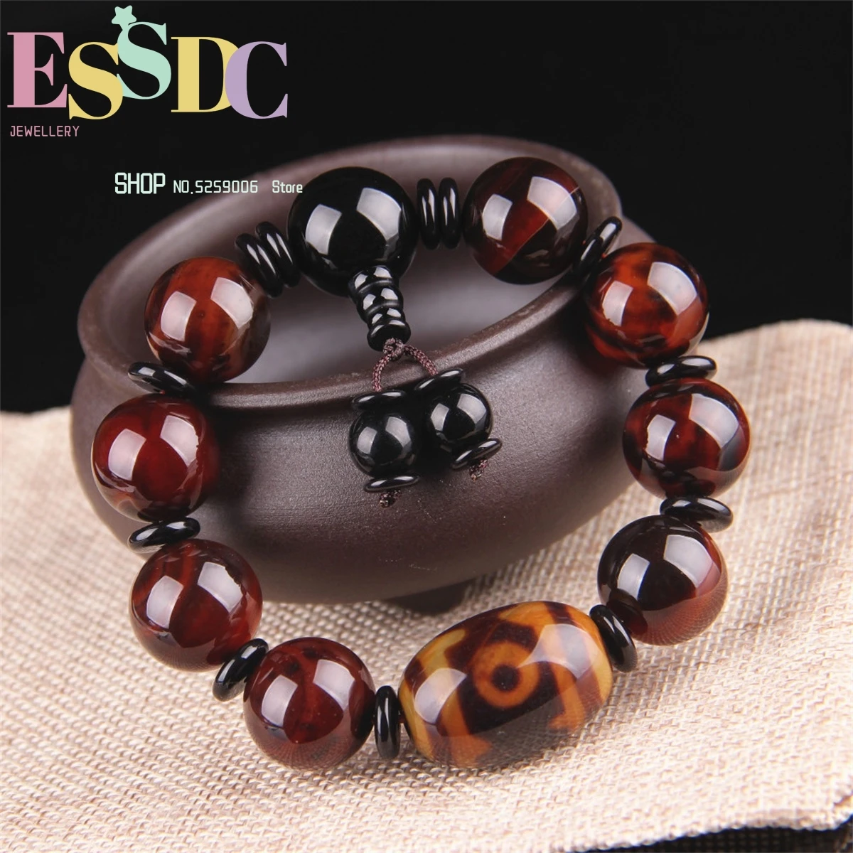 

New Natural Onyx Bracelet Men's Wholesale Old Mine Carnelian Wrapped Silk Beads Crystal Ethnic Style Retro Personality Charm