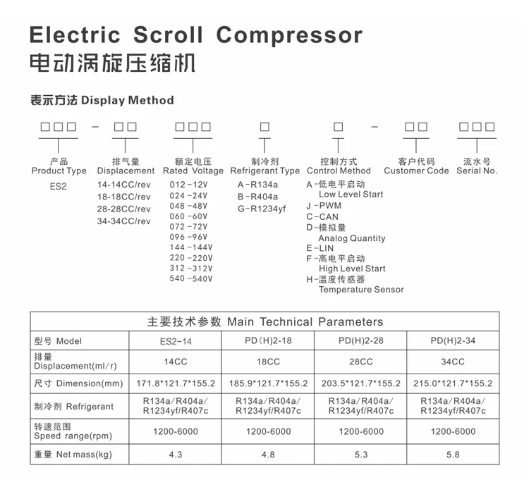 Универсальный Электрический автомобильный компрессор кондиционера прокрутка