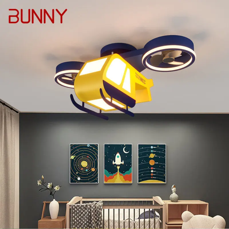 

BUNNY Children's Ceiling Fan Lights Remote Control 3 Colors Dimmable LED Cartoon Airplane Lamp for Home Kids Room Kindergarten