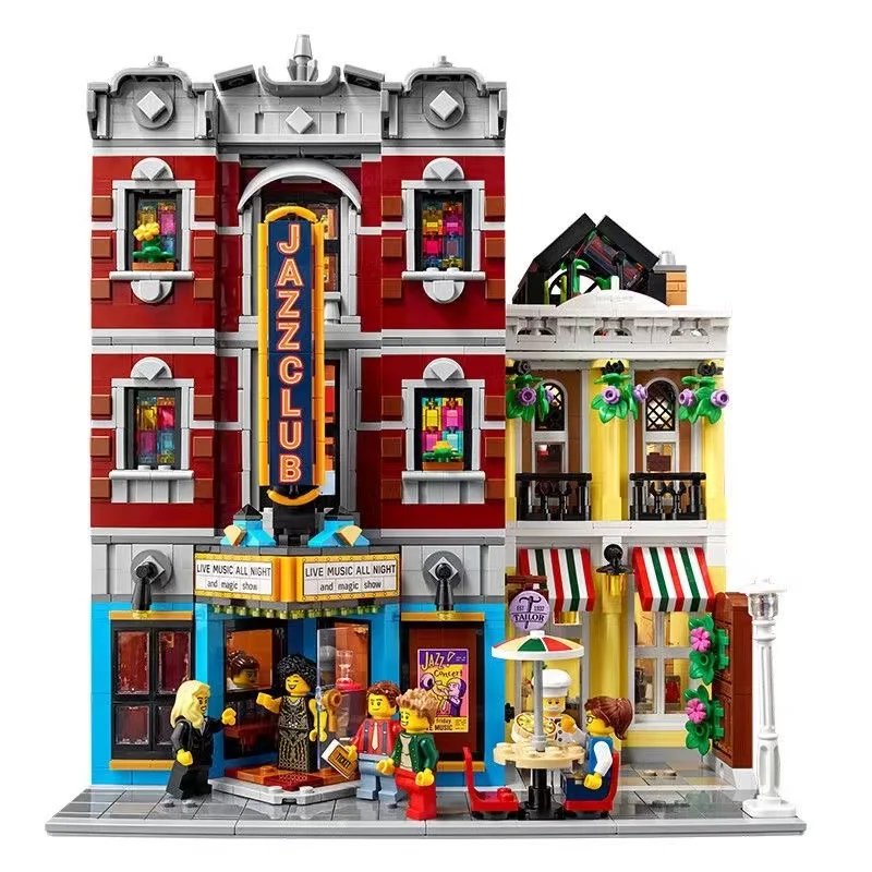

Creating Jazz Club Expert Pizza Shop MOC Model Modular House Building Blocks 10312 Compatible Street View Toys For Kids Adults