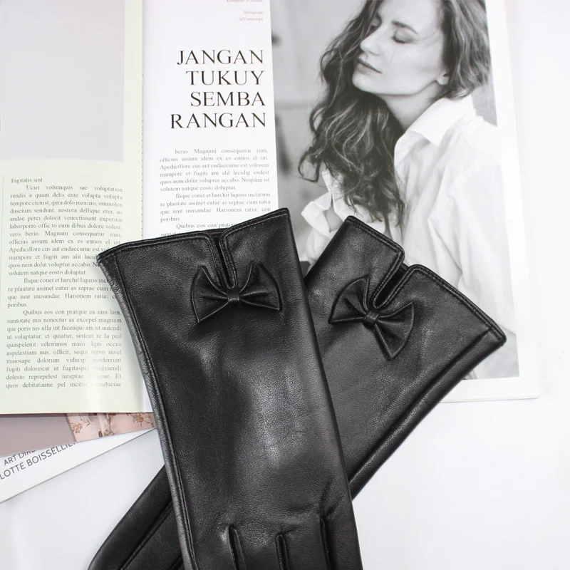 Новые женские перчатки из овчины зимние Бархатные Теплые черные универсальные