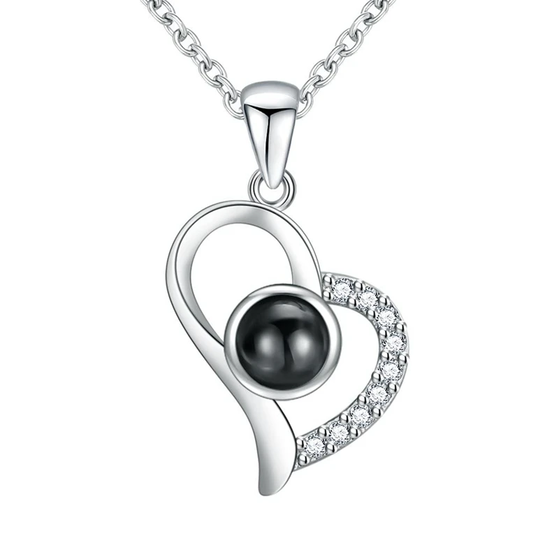 Женское Ожерелье серебряного цвета проецируемое на 100 языках кулон Я люблю тебя