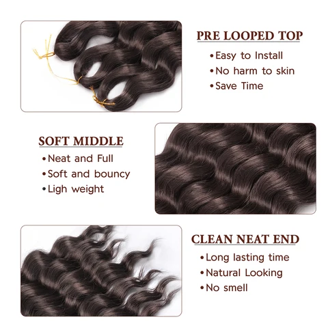 Вьющиеся волосы, плетение крючком, синтетические волны воды, наращивание волос, глубокая волна, вязанные крючком косы, высокотемпературное волокно, искусственные волосы