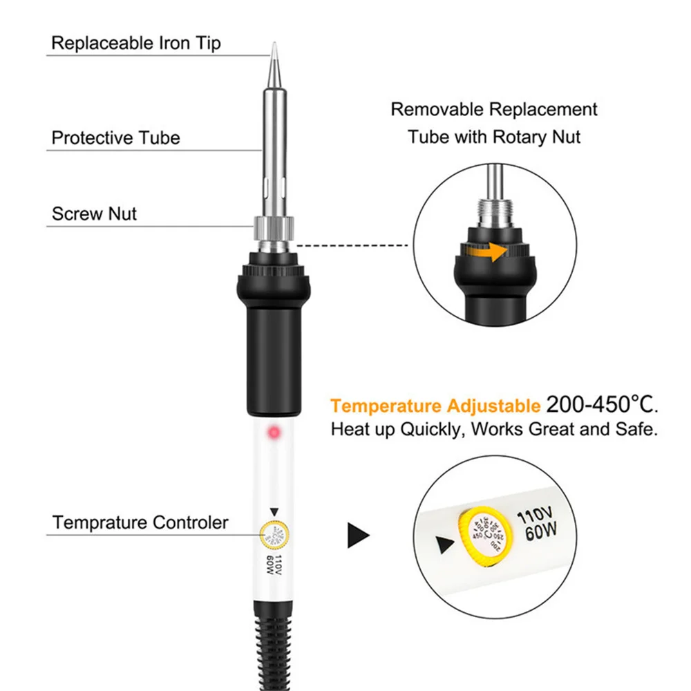 Chanseon 95 шт. инструмент для выжигания дерева с регулируемой температурой пайка