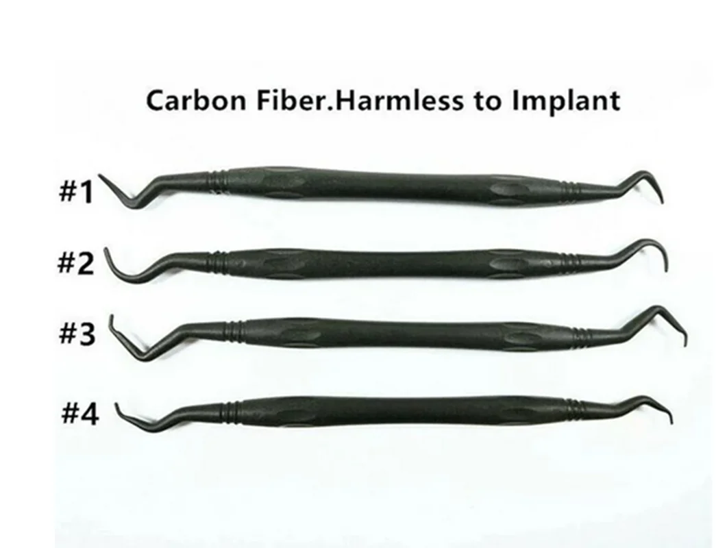 

4Types Dental Carbon Fibre Scaling Scaler Periodental Cleaner No Harm To Implants 134℃ Plasic Black Dentist Lab Materials