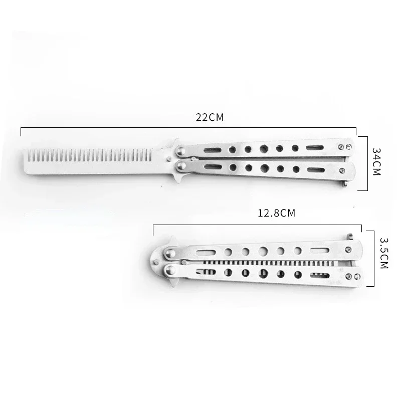 Складная расческа из нержавеющей стали Учебный нож-бабочка для бороды усов