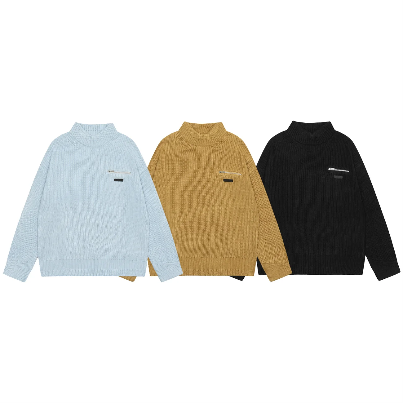 

CZTOP Brand Fashion 2023 FOG Co-Branded Show Exclusive Vertical Warm Round Neck Knitted Sweater Ropa Hombre Pullover Full Cotton