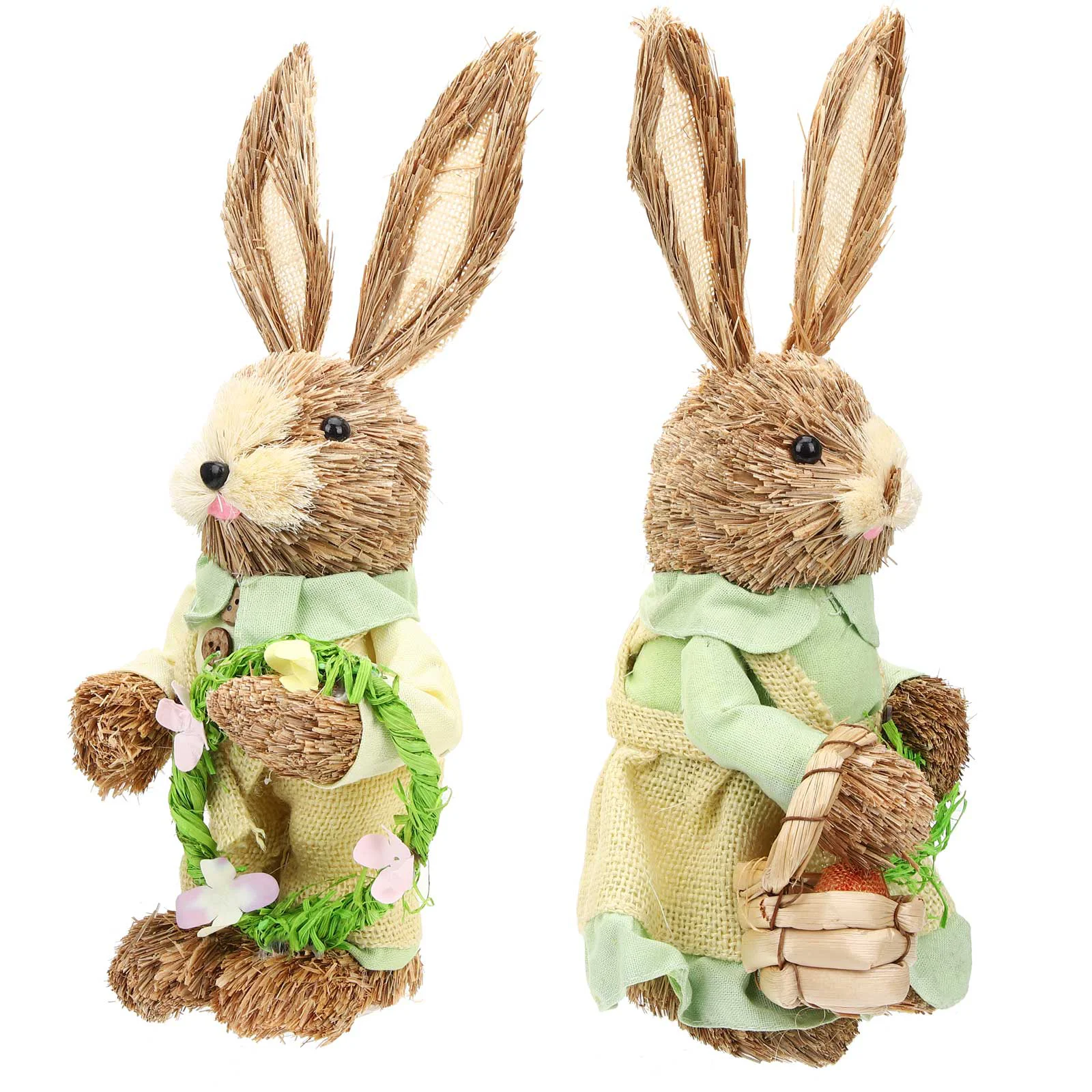 

2 Pcs Rabbit Figurines Ornaments Kids Desktop Rabbit Decor Decor Home Handmade Straw Rabbit Decorations Sisal Bunny Figurine