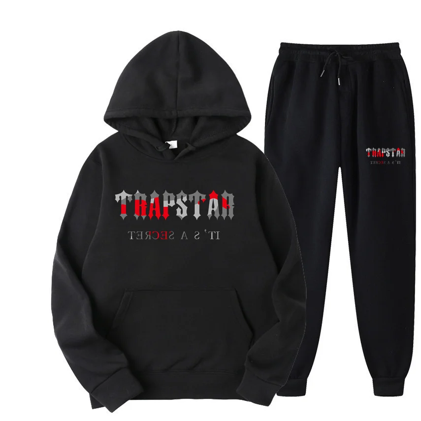 

2022 new brand TRAPSTAR printed sportswear Men 15 color warm two piece sweater sweatshirt + pants cover Harajuku jogging