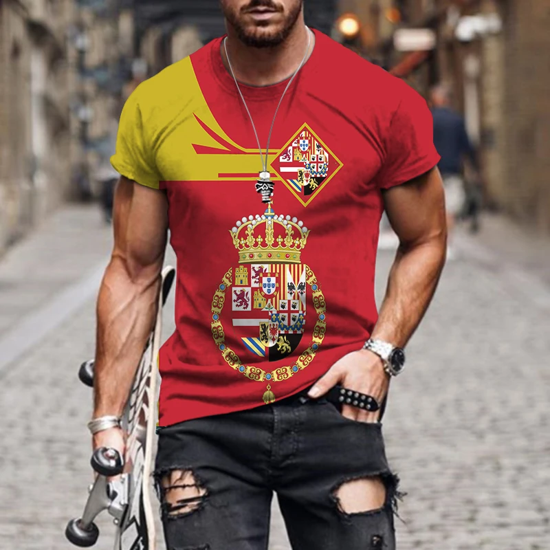 

Summer Fashion Crown Pattern 3D Print Men's T-Shirt Fashion O-Neck Short Sleeve Street Trendy Oversized T Shirt Casual Male Tops