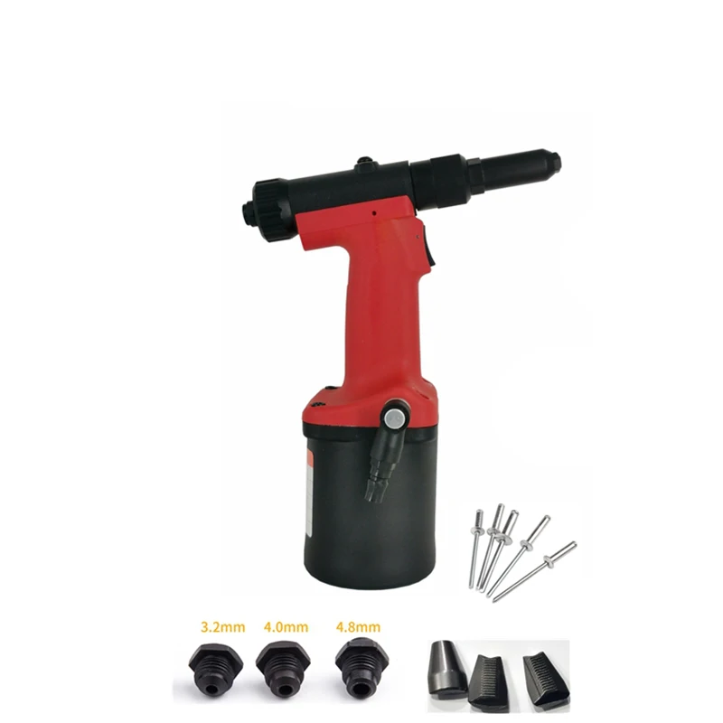 Air Riveter Rivet Gun Kit with 3.0/4.0/4.8 Rivet Heads Attached, Heavy Duty Hand Rivet Gun Tool for Metal, Plastic and Leather