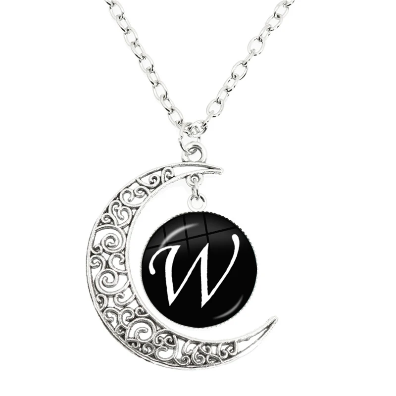 26 украшения из букв подвески Moon Neklace для женщин стеклянный кабошон с надписью