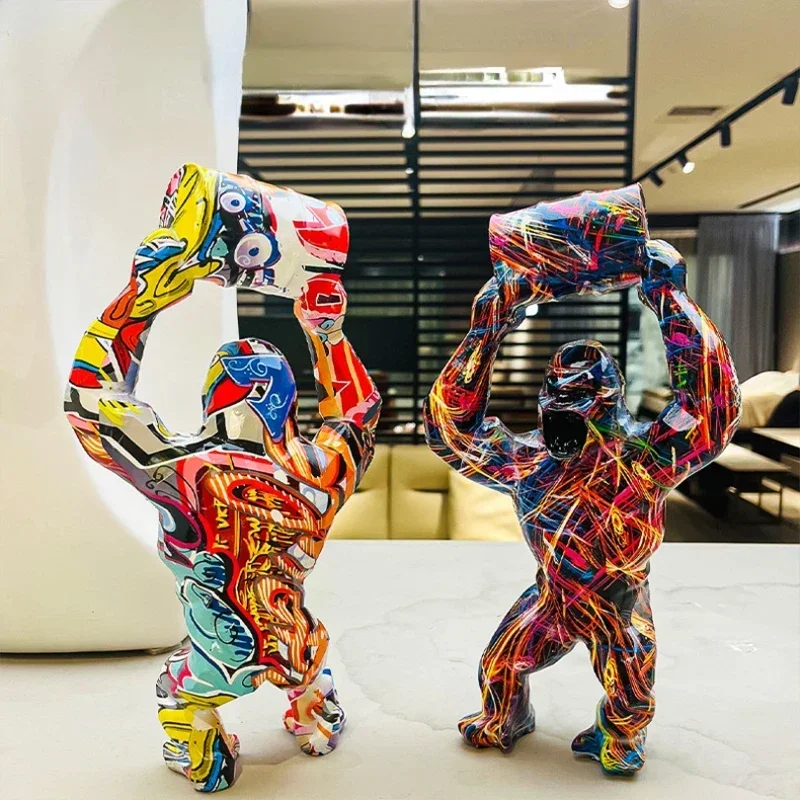 

New Gorilla Ornaments Creative Home Resin Crafts Living Room, Porch, Tabletop Animal Decorations Figurine Room Decor Home Decor