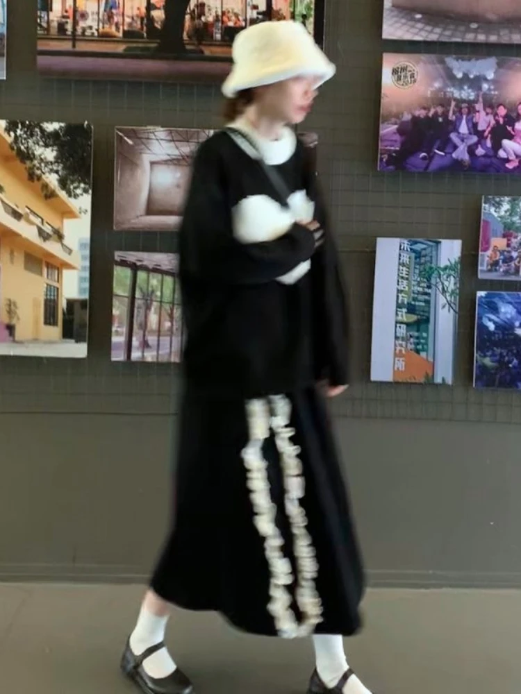 Юбка Korobov контрастных цветов винтажная одежда Y2k длинные юбки для женщин