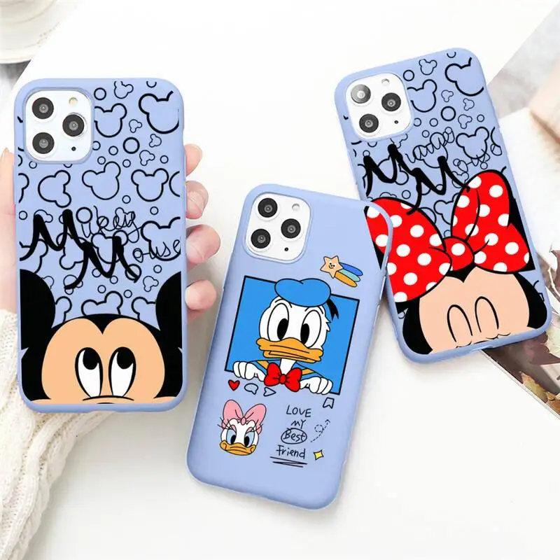 

Disney Mickey Mouse and Donald Duck Phone Case for iPhone 13 12 mini 11 Pro Max X XR XS 8 7 6s Plus Candy purple Silicone cover
