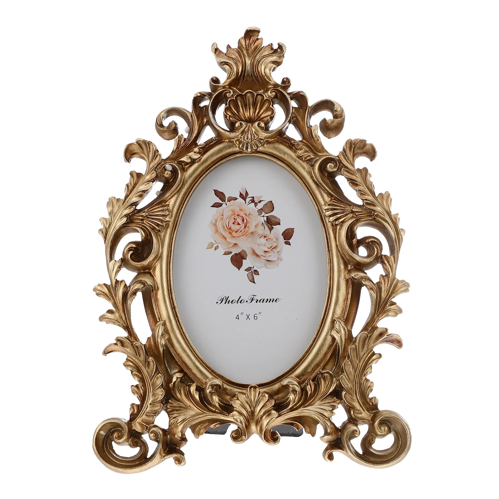 

Frame Picture Photo Frames Vintage Oval Gold Holder Retro 5X7 Table Wedding Desktop Display Wall Resin European Easel Old