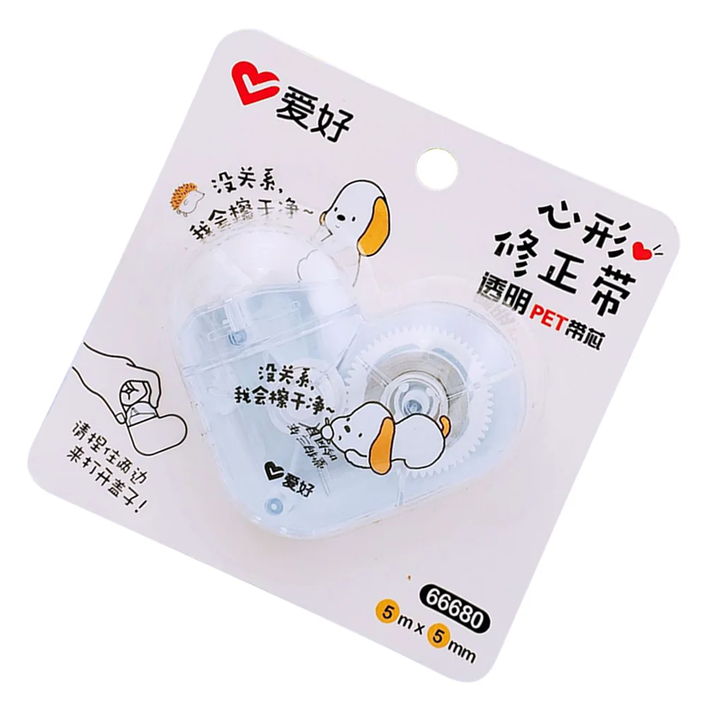

4pcs Transparent Correction Tapes Useful Hearted Shape Eraser Tape Correction Eraser Tape (5M)