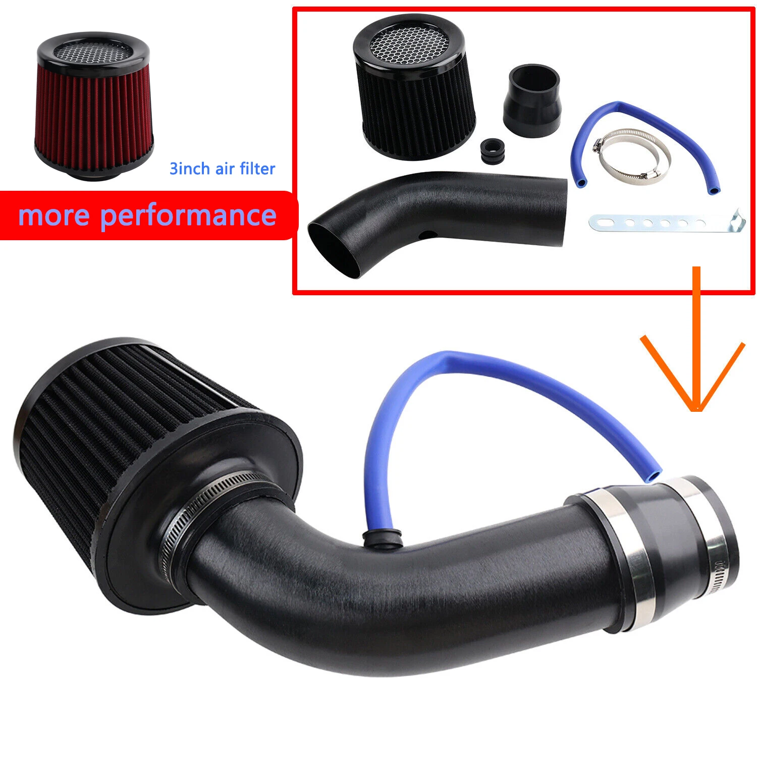 Фильтр впуска холодного воздуха индукционная труба впускной шланг 76 мм 3 дюйма