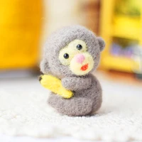 cute cat wool felt doll craft diy non finished poked set handcraft kit needle felting toy doll keychain material pack