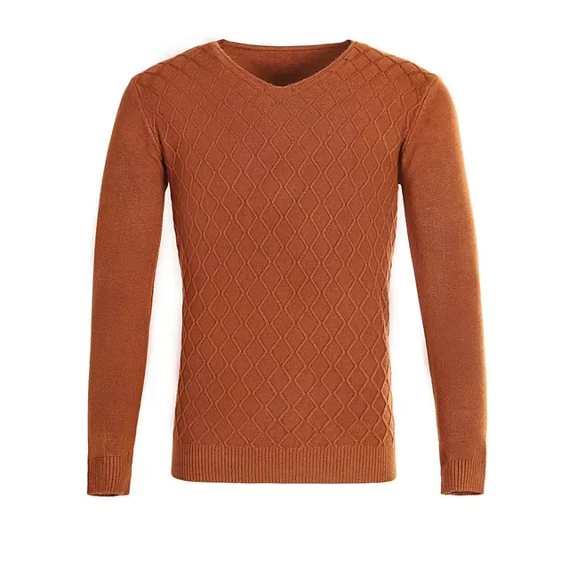 

NEW IN New Men's Sexy Slim Fit Plaid Sweaters Male Long Sleeves Solid Color V-Neck Sweater Tops M-3XL