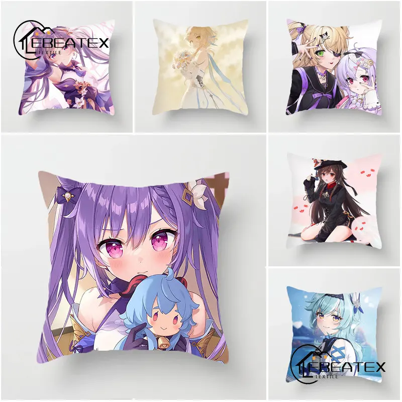

Genshin Impact Walnut Cartoon Game Pillow Cover Anime Bedroom Sofa Decoration Outdoor Cushion Cover Christmas Decorations 2023