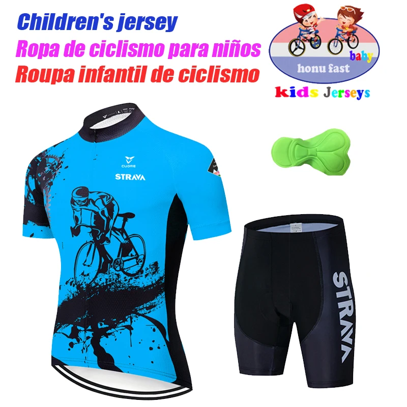 

High quality Kids STRAVA Cycling Clothing 2022 NEW Kids Short Sleeve Jersey Cycling Suit MTB Balance Car Children's Cycling Wear