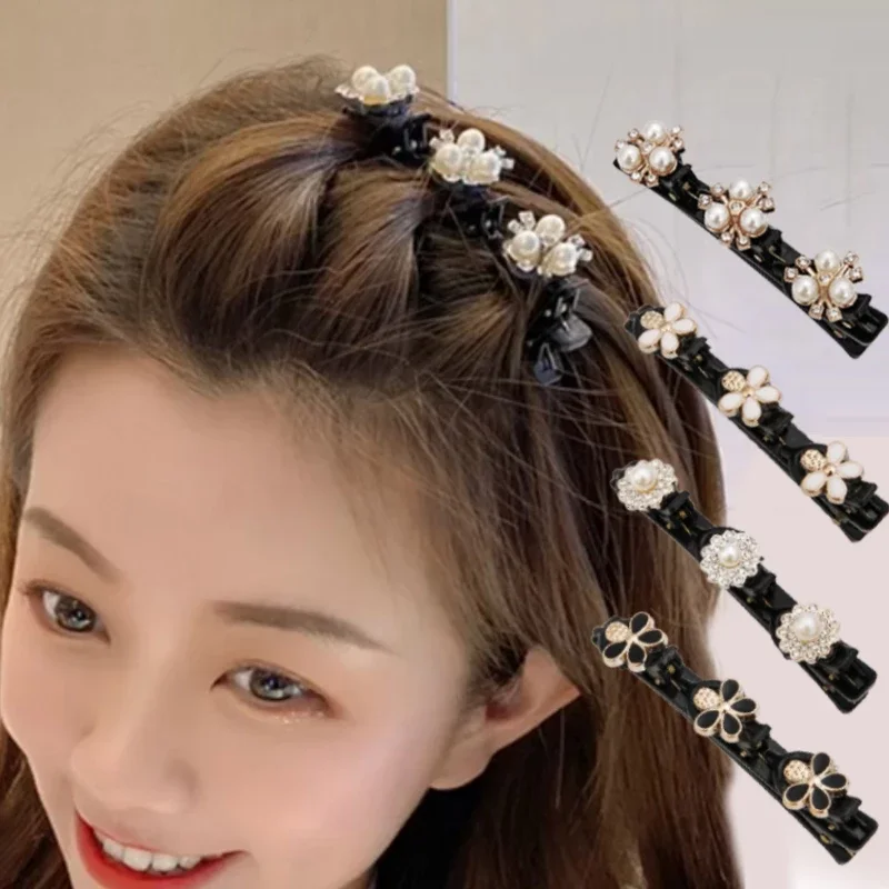 Rhinestone Braider Hair Clip Double Layer Bands Clip Hairbands Womens Headwear Hair Accessories Head Hoop Styling Tool