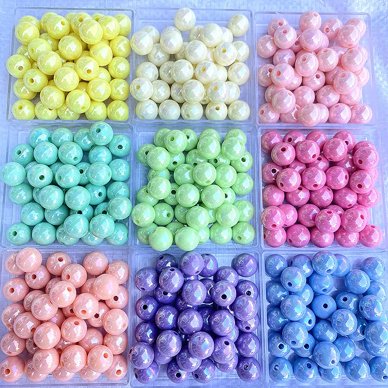

6/8/10/12/14mm Acrylic Beads Macaron Solid Color AB Color Beads Ball Beads DIY Beading Making Handmade Bag Plastic Loose Beads