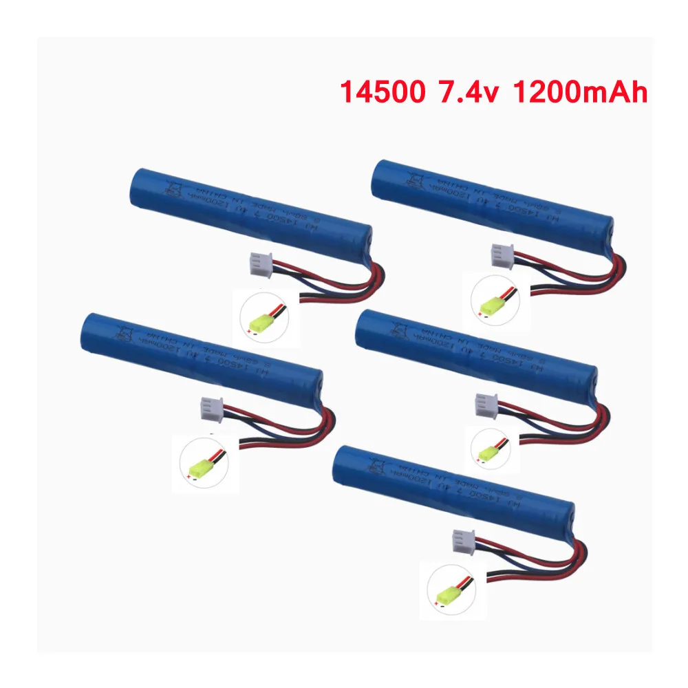 

14500 water bullet gun battery 7.4V 1200MAH 15C Lipo Power Battery Tamiya Plug For Electric Toys gun Battery Parts Accessories