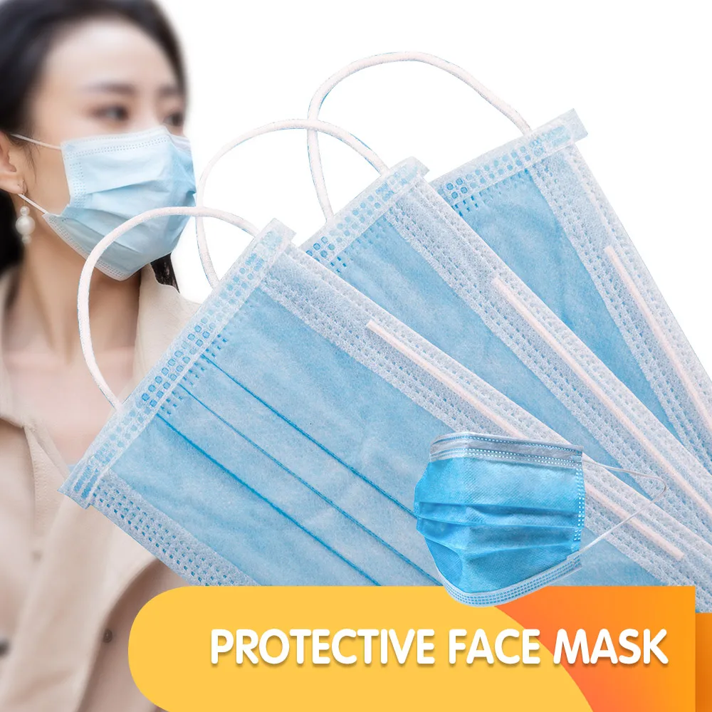 

5/10/20/30 Pcs 3 Ply Disposable Face Protection Mask Adjustable Nose Wire Breathable Face Covering Lightweight Soft Elastic