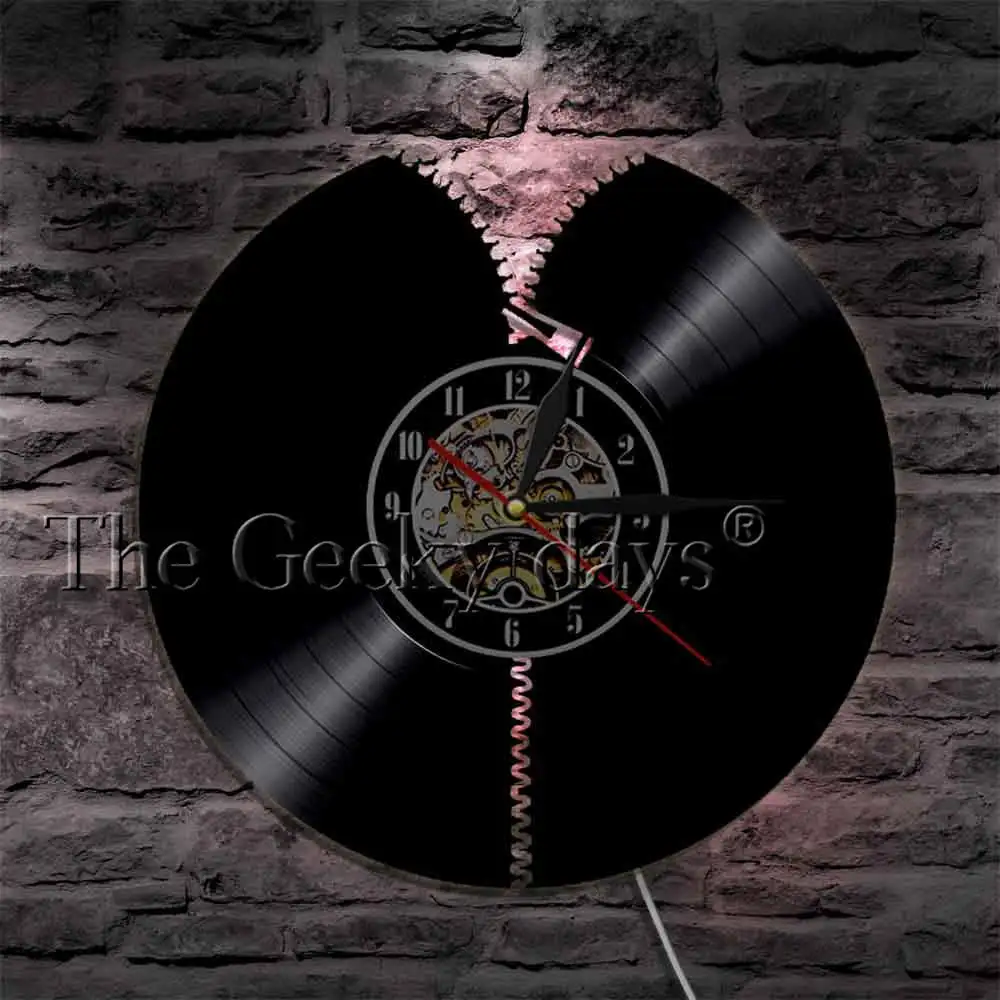 LED Zipper-shaped Vinyl Record Wall Clock Fashionable Home Decoration Antique Novel Modern Decor Wall Decorations Living Room