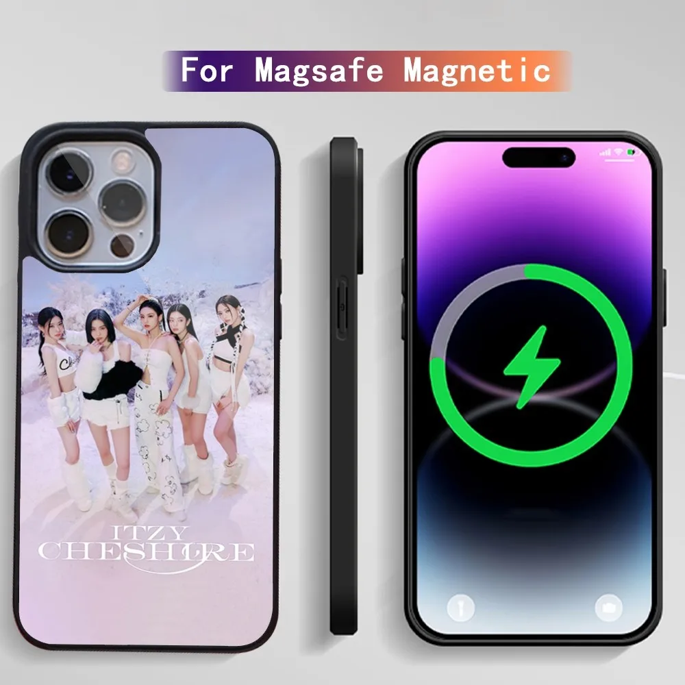 ITZY Чеширский Kpop чехол для телефона iPhone 15 14 13 12 11 Plus Pro Max Magsafe Магнитная
