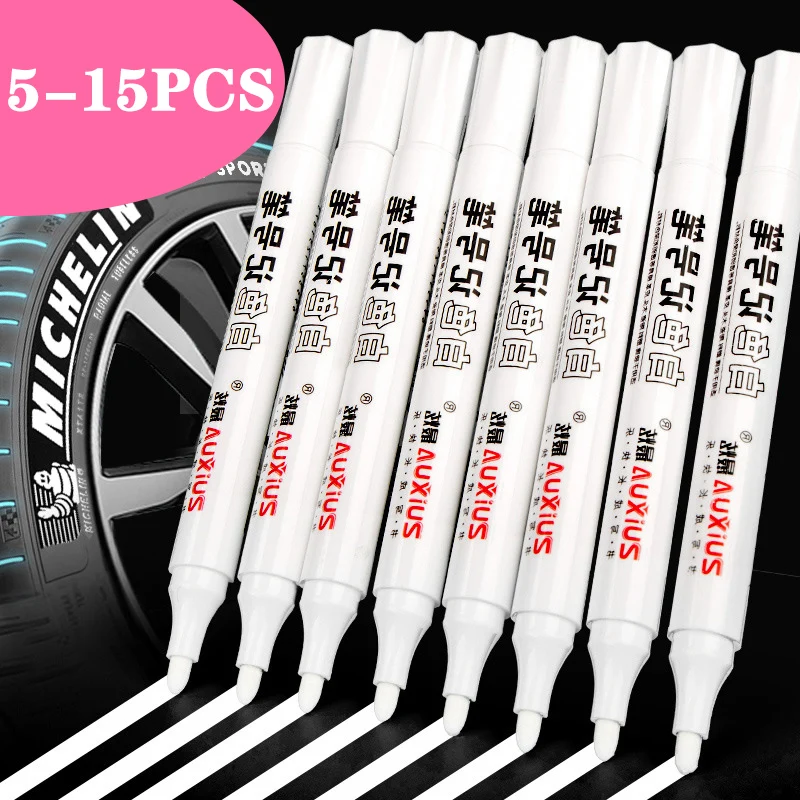

5-15 Pcs/lot White Permanent Marker Pens Set Waterproof Oily Based Tire Pen School Supplies Stationery Art Brush Manga Pens