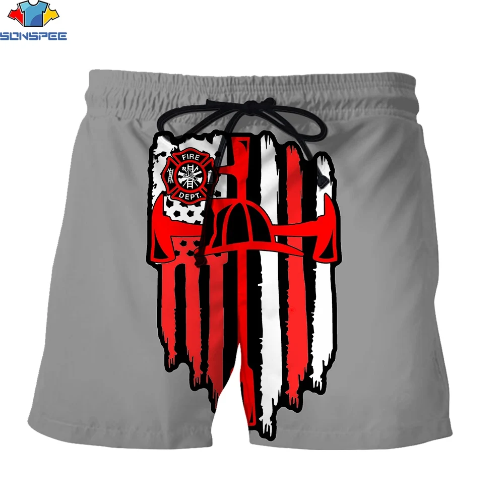 

sonspee 3d print new arrival mens shorts fun cosplay fire fighting logo Profession badge man Fashion short pants summer clothing